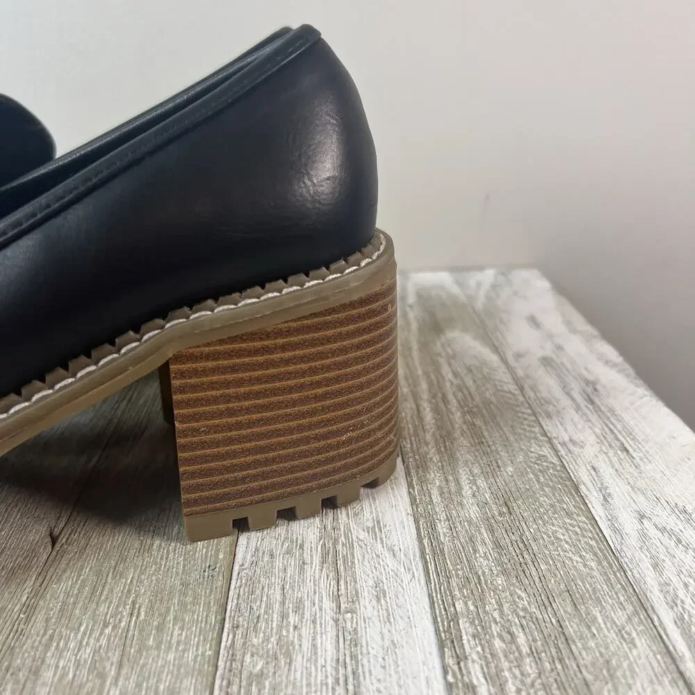 MIA Dahlia Shoes Chunky Platform Loafers 9 Black Dark Academia Goth Lug Sole
